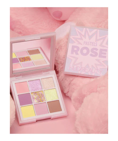 Huda Beauty Pastel Obsessions Eyeshadow Palette & Brush Set - Rose - Image 4